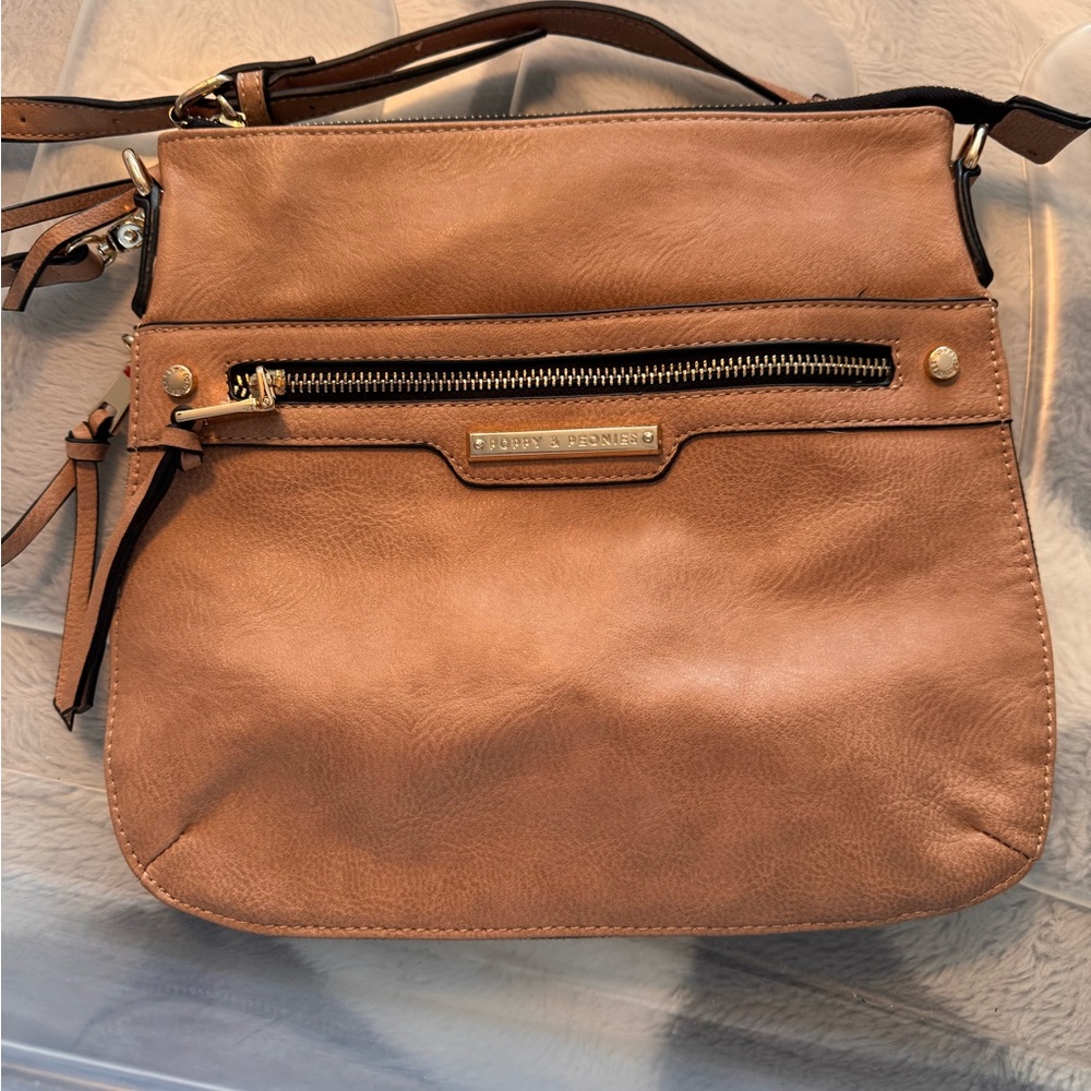 Poppy & Peonies Brown  Crossbody Bag